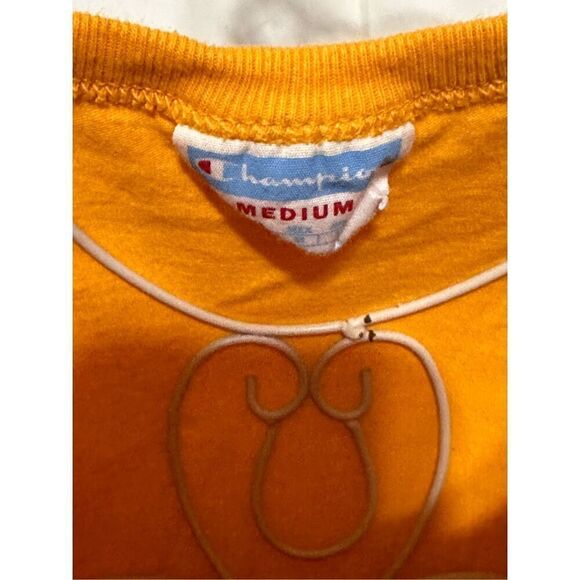 Champion Men's Heritage Short Sleeve T-Shirt: Yellow/Blue - MEDIUM Good Conditio - Picture 4 of 6